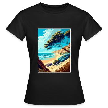 Carpinteria Bluffs Kalifornien Reiseposter - Frauen T-Shirt - Schwarz - Vorne - AI Model Female 172 dark (172cm)