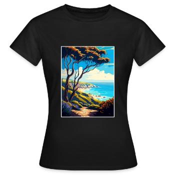 Carpinteria Bluffs Kalifornien Reiseposter - Frauen T-Shirt - Schwarz - Vorne - AI Model Female 172 dark (172cm)