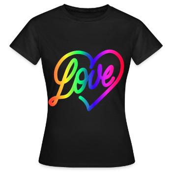 Love LOVE love Heart Rainbow - Women's T-Shirt - black - Front - AI Model Female 172 dark (172cm)