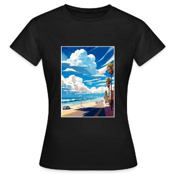 Manhattan Beach Kalifornien Vintage Reiseposter - Frauen T-Shirt - Schwarz - Vorne - AI Model Female 172 dark (172cm)