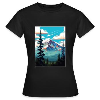 Shasta Trinity National Forest Travel Poster - Women's T-Shirt - black - Front - AI Model Female 172 dark (172cm)