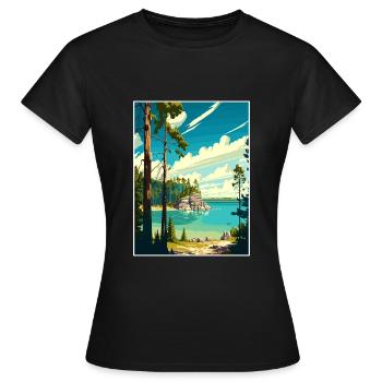 Affiche de voyage du parc d’État de la péninsule du Wisconsin - T-shirt Femme - noir - Devant - AI Model Female 172 dark (172cm)