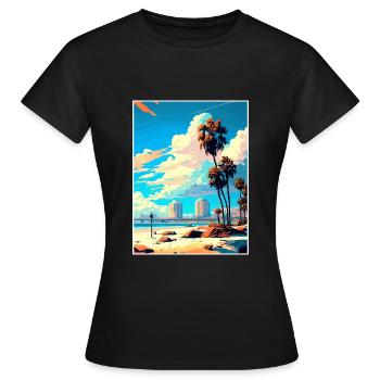 Long Beach Californie Cali Vintage affiche de voyage - T-shirt Femme - noir - Devant - AI Model Female 172 dark (172cm)