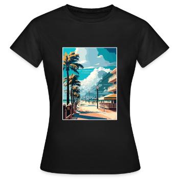 South Beach Floride Vintage voyage affiche Souvenir - T-shirt Femme - noir - Devant - AI Model Female 172 dark (172cm)