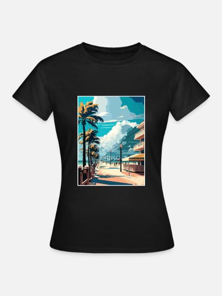 South Beach Florida Vintage Travel Poster Souvenir - Women's T-Shirt - black