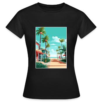 South Beach Texas Vintage voyage affiche Souvenir - T-shirt Femme - noir - Devant - AI Model Female 172 dark (172cm)