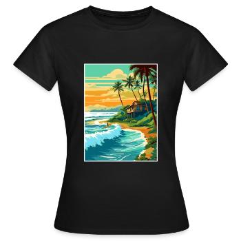 North Shore Hawaii Vintage Travel Poster Souvenir - Women's T-Shirt - black - Front - AI Model Female 172 dark (172cm)