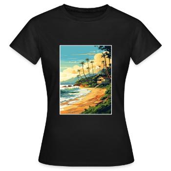 North Shore Hawaii Vintage Travel Poster Souvenir - Women's T-Shirt - black - Front - AI Model Female 172 dark (172cm)