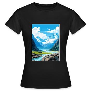 Franz Josef Gletscher Neuseeland Reiseposter - Frauen T-Shirt - Schwarz - Vorne - AI Model Female 172 dark (172cm)
