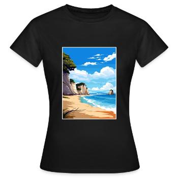 Cathedral Cove Marine Reserve Neuseeland Souvenir - Frauen T-Shirt - Schwarz - Vorne - AI Model Female 172 dark (172cm)
