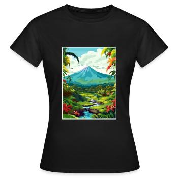 Costa Rica Arenal Volcan Caraïbes Affiche de voyage - T-shirt Femme - noir - Devant - AI Model Female 172 dark (172cm)