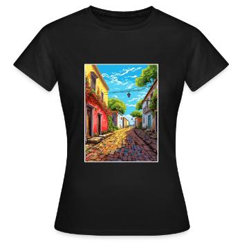Colonia Del Sacramento Affiche de voyage Vintage WPA - T-shirt Femme - noir - Devant - AI Model Female 172 dark (172cm)