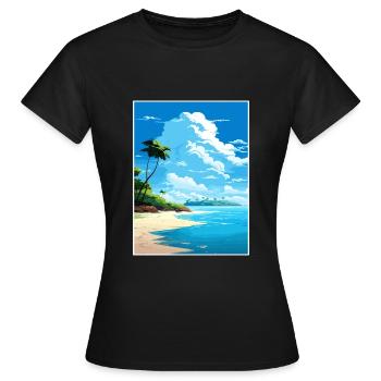 Île de Tortuga Costa Rica Affiche de voyage vintage - T-shirt Femme - noir - Devant - AI Model Female 172 dark (172cm)