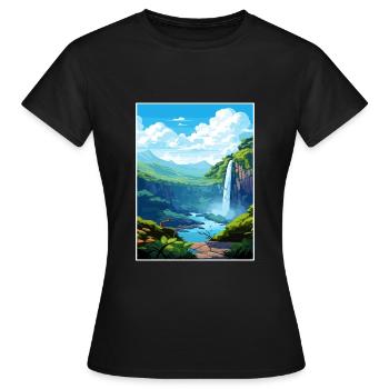 La Fortuna Wasserfall Vintage Reiseposter WPA Kunst - Frauen T-Shirt - Schwarz - Vorne - AI Model Female 172 dark (172cm)