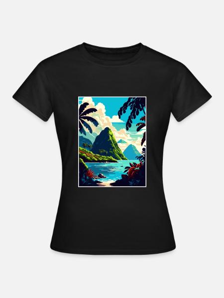 Sainte-Lucie Caraïbes Vintage voyage affiche WPA - T-shirt Femme - noir