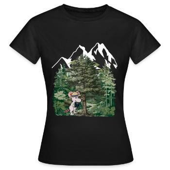 Forêt Tyrolienne, Souris, Gentiane, Alpes, Alm, Nature, Forêt - T-shirt Femme - noir - Devant - AI Model Female 172 dark (172cm)