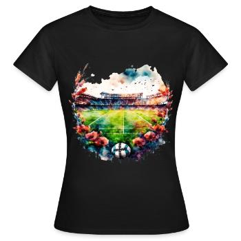 Stade de football vide avec des fleurs Fussball Stadion - T-shirt Femme - noir - Devant - AI Model Female 172 dark (172cm)
