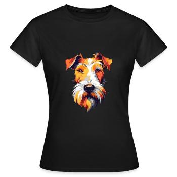 Draht Foxterrier Hunderasse Aquarell Karikatur Kawa - Frauen T-Shirt - Schwarz - Vorne - AI Model Female 172 dark (172cm)