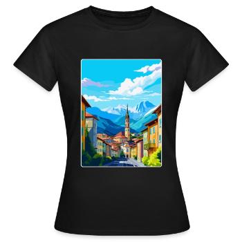 Bozen Italien Vintage Reiseplakat WPA Souvenir - Frauen T-Shirt - Schwarz - Vorne - AI Model Female 172 dark (172cm)
