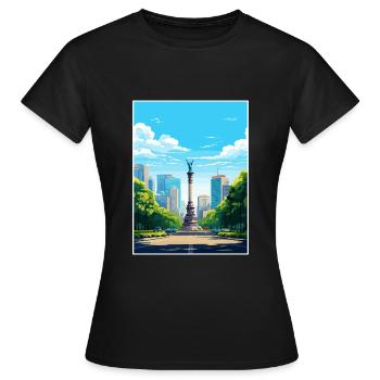 Mexiko-Stadt Vintage Reiseplakat Souvenir - Frauen T-Shirt - Schwarz - Vorne - AI Model Female 172 dark (172cm)