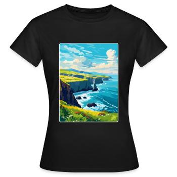 Dingle Halbinsel Irland Vereinigtes Königreich Vintage Reiseposter - Frauen T-Shirt - Schwarz - Vorne - AI Model Female 172 dark (172cm)