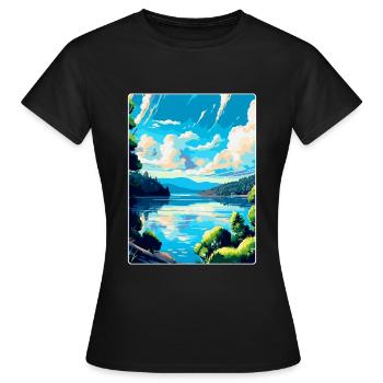 Souvenir de l’affiche de voyage vintage de l’Europe sur le Danube - T-shirt Femme - noir - Devant - AI Model Female 172 dark (172cm)