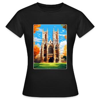 Westminster Abbey London England Uk Travel Poster - Women's T-Shirt - black - Front - AI Model Female 172 dark (172cm)