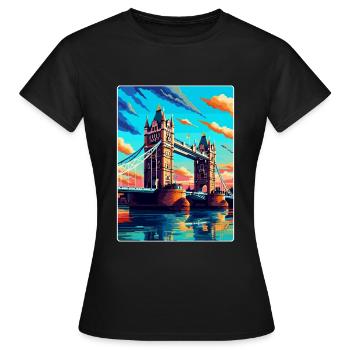 Tower Bridge England Uk Vintage Reiseposter WPA - Frauen T-Shirt - Schwarz - Vorne - AI Model Female 172 dark (172cm)