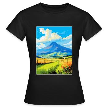 Mourne Mountains Vintage Travel Poster Souvenir - Women's T-Shirt - black - Front - AI Model Female 172 dark (172cm)