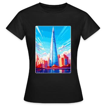The Shard England Uk Reiseposter Souvenir WPA - Frauen T-Shirt - Schwarz - Vorne - AI Model Female 172 dark (172cm)