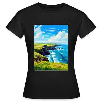 Péninsule de lézard, Cornouailles, Angleterre, Royaume-Uni, Affiche de voyage - T-shirt Femme - noir - Devant - AI Model Female 172 dark (172cm)
