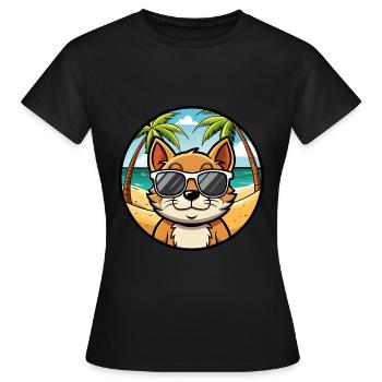Bambino Cat Breed Cartoon Lunettes de soleil Beach - T-shirt Femme - noir - Devant - AI Model Female 172 dark (172cm)
