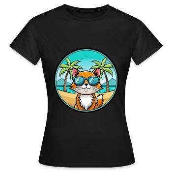 Hantilly Tiffany Race Chat Dessin Animé Lunettes de Soleil Plage - T-shirt Femme - noir - Devant - AI Model Female 172 dark (172cm)