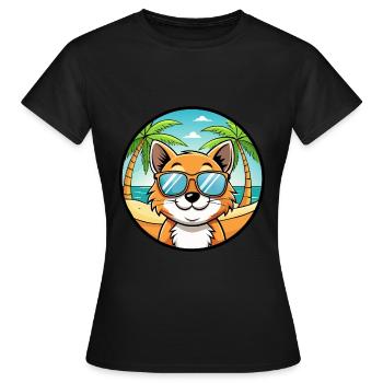 Bambino Cat Breed Cartoon Lunettes de soleil Beach - T-shirt Femme - noir - Devant - AI Model Female 172 dark (172cm)