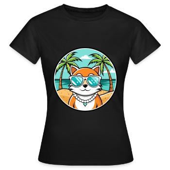 Hantilly Tiffany Race Chat Dessin Animé Lunettes de Soleil Plage - T-shirt Femme - noir - Devant - AI Model Female 172 dark (172cm)