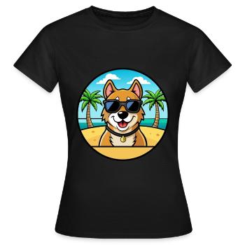 Alano Español Chien Race Dessin Animé Lunettes de Soleil Plage - T-shirt Femme - noir - Devant - AI Model Female 172 dark (172cm)