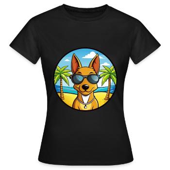 Cirneco Dell Etna Hunderasse Cartoon Sonnenbrille Strand - Frauen T-Shirt - Schwarz - Vorne - AI Model Female 172 dark (172cm)