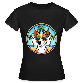 Glatte Foxterrier Hunderasse Cartoon Sonnenbrille - Frauen T-Shirt - Schwarz - Vorne - AI Model Female 172 dark (172cm)