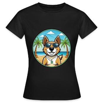Teddy Roosevelt Terrier Hunderasse Cartoon Strand - Frauen T-Shirt - Schwarz - Vorne - AI Model Female 172 dark (172cm)