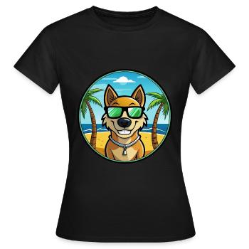 Alano Español Chien Race Dessin animé Lunettes de soleil Plage - T-shirt Femme - noir - Devant - AI Model Female 172 dark (172cm)