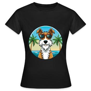 Draht Foxterrier Hunderasse Cartoon Sonnenbrille Strand - Frauen T-Shirt - Schwarz - Vorne - AI Model Female 172 dark (172cm)
