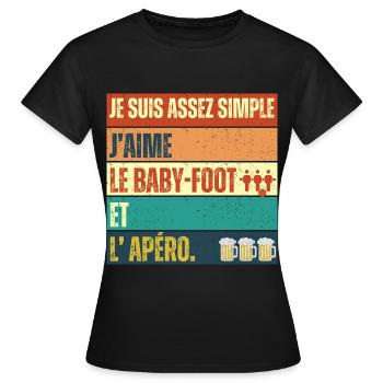 J' aime le baby-foot et l' apéro cadeau vintage - T-shirt Femme - noir - Devant - AI Model Female 172 dark (172cm)