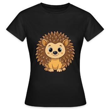 Hérisson Mignon Mascotte Personnage De Dessin Animé Kawaii - T-shirt Femme - noir - Devant - AI Model Female 172 dark (172cm)
