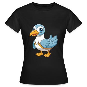 Albatross Cute Mascot Cartoon Character Kawaii - Women's T-Shirt - black - Front - AI Model Female 172 dark (172cm)