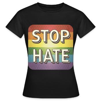 LGBTQ Stop à la haine - T-shirt Femme - noir - Devant - AI Model Female 172 dark (172cm)