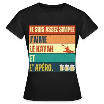 J' aime le kayak et l' apéro humour kayakiste - T-shirt Femme - noir - Devant - AI Model Female 172 dark (172cm)