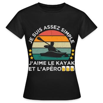 J' aime le kayak et l' apéro humour kayakiste - T-shirt Femme - noir - Devant - AI Model Female 172 dark (172cm)