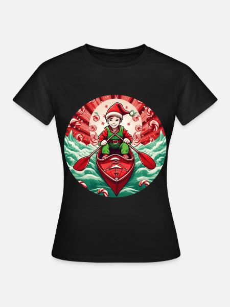 Weihnachtself Kajakfahren - Frauen T-Shirt - Schwarz