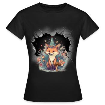 renard mystique renards conte de fées conte de fées personnage enfant - T-shirt Femme - noir - Devant - AI Model Female 172 dark (172cm)