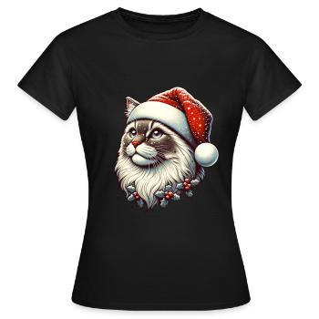Snowfall Cat Christmas Christmas Hat - Women's T-Shirt - black - Front - AI Model Female 172 dark (172cm)